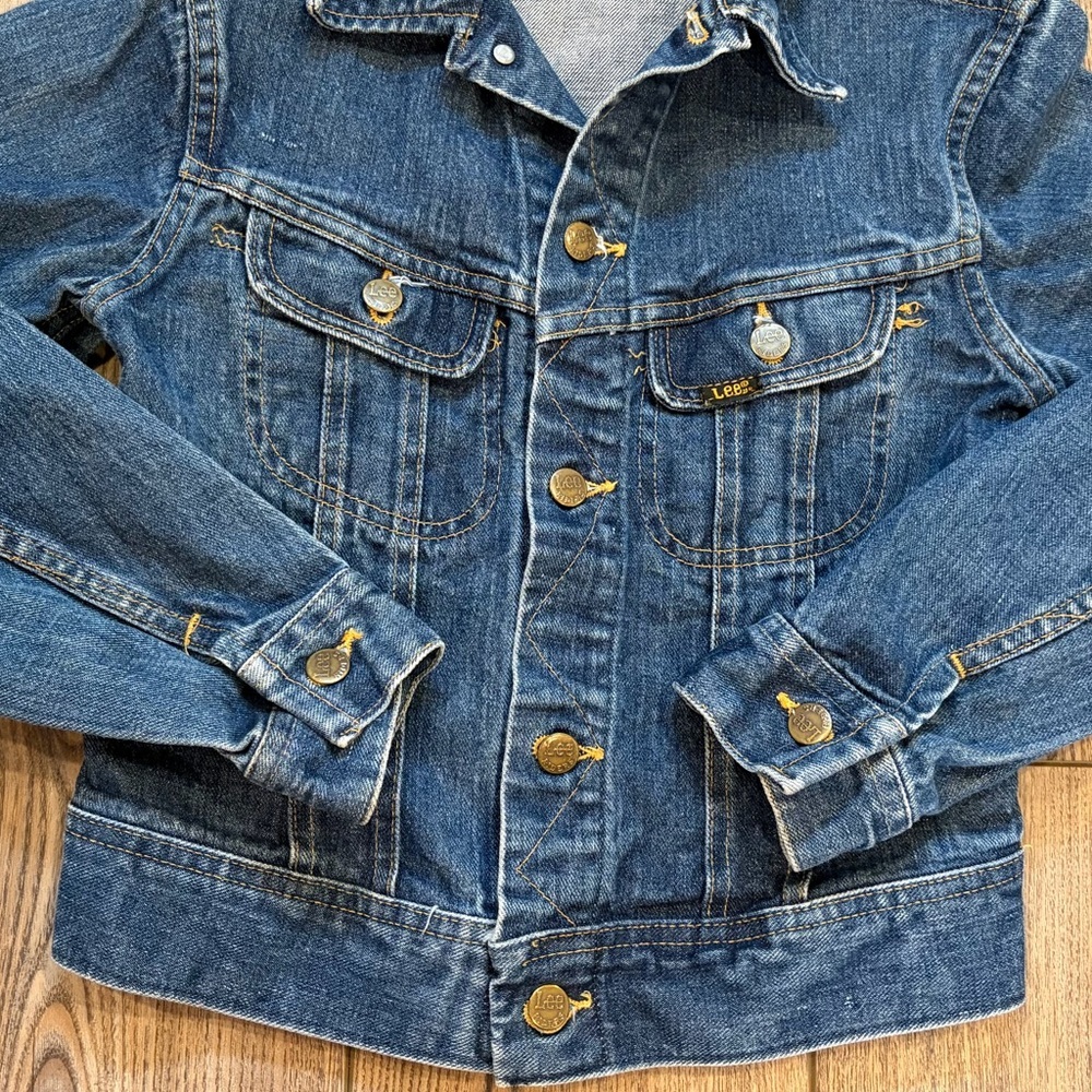 Vintage Lee USA Denim Jacket Classic Trucker Faded Blue youth 14 - Picture 6 of 11